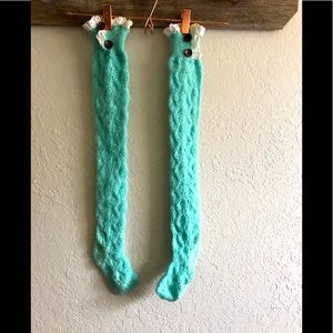 Robins egg blue long knit socks